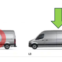 Sprinter/Crafter (06-) Tin in front of rear wheel (top, long, extra, left), 