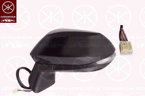 Exterior Mirror, Left, for electric mirror adjustment, Number of pins: 6, with indicator, Heatable, Convex, w/primer, 87940-02L30 (TOYOTA), 87940-02L31 (TOYOTA), 87945-02933 (TOYOTA)