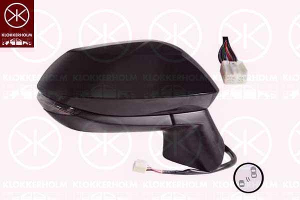 Exterior Mirror, Right, Heatable blind spot mirror, for electric mirror adjustment, Electronically foldable, Number of pins: 9, with indicator, Convex, w/primer, 87915-02933 (TOYOTA), 87910-02L60 (TOYOTA)