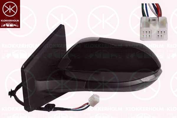 Exterior Mirror, for electric mirror adjustment, Left, Electronically foldable, Number of pins: 8, with indicator, Heatable, Convex, w/primer, 87940-K0040 (TOYOTA), 97945-02370-B0 (TOYOTA)