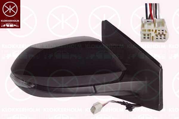 Exterior Mirror, Right, for electric mirror adjustment, with indicator, Heatable, Convex, w/primer, Number of pins: 6, 87910-K0030 (TOYOTA), 97915-02380-B0 (TOYOTA)