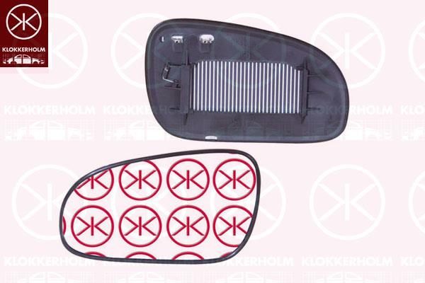 Mirror Glass, exterior mirror, Left, Number of pins: 2, Heatable, Aspherical, 9203118 (VOLVO)