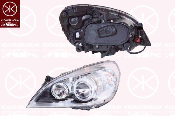 Headlight, Left, Illuminance [lx]: 25, Bi-Xenon, without control unit for Xenon, with motor for headlamp levelling, D3S (Gas Discharge Lamp), H9, 30796245 (VOLVO), 31299990 (VOLVO), 31383062 (VOLVO), 31420673 (VOLVO)