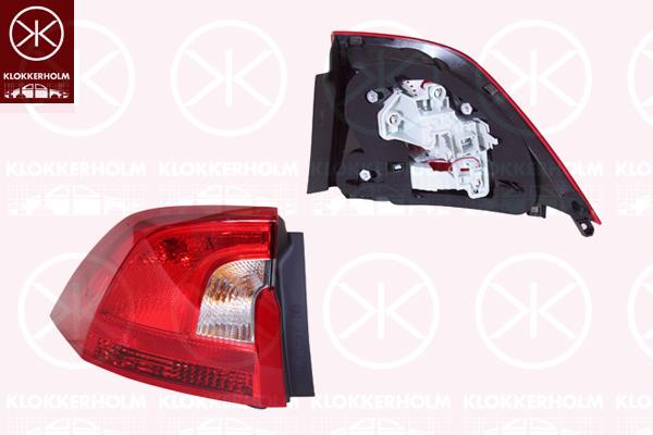 Tail Light Assembly, Left, Outer section, with bulb holder, P21W, H21W, PY21W, AL, 30796267 (VOLVO), 31395930 (VOLVO)