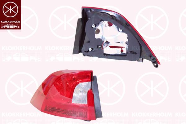 Tail Light Assembly, Left, Outer section, without bulb holder, P21W, H21W, PY21W, 30796267 (VOLVO), 31395930 (VOLVO)