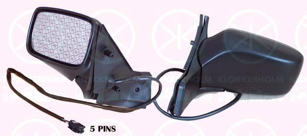 Exterior Mirror, for electric mirror adjustment, Aspherical, Heatable, Left, Connector Shape: angular, Number of pins: 5, 944 779 3 (VW)