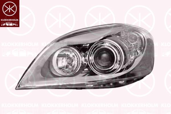 Priekinis žibintas, Illuminance [lx]: 30, Bi-Xenon, without control unit for Xenon, with motor for headlamp levelling, with cornering light, D1S (gas discharge tube), H9, Valeo (kairė), 30763135 (VOLVO), 31395462 (VOLVO), 31420679 (VOLVO)