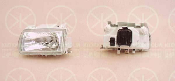 Headlight, H4, with motor for headlamp levelling, Left, Illuminance [lx]: 20, Number of pins: 7, Hella, 6N1 941 015A (VW), 6N1 941 017A (VW)