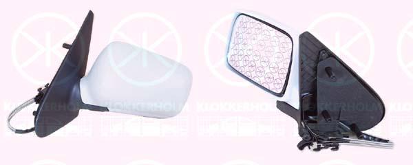 Exterior Mirror, w/primer, Control: cable pull, Aspherical, Left, 6N1 857 507 GRU (VW)