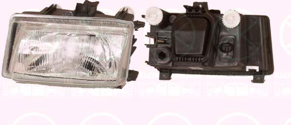 Headlight, Left, Illuminance [lx]: 20, H4, Valeo, Connector Shape: oval, for vehicles with headlight levelling, for vehicles without headlight levelling, 6K5 941 015D (VW), 6KS 941 015D (VW)