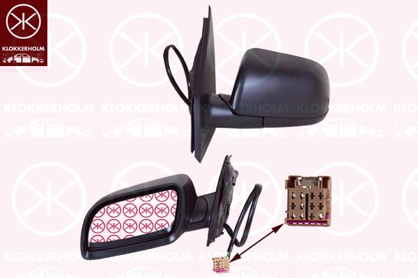 Exterior Mirror, w/primer, for electric mirror adjustment, Aspherical, Heatable, Left, 6Q1857507G (VW), 6Q1857507G01C (VW), 6Q0857537AGRU (VW)