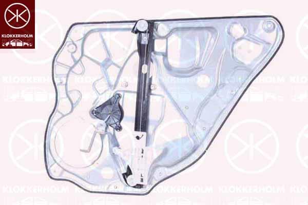 Window Regulator, 4/5-drs, without electric motor, Electric, Left Rear, with bolted-on plate, 6Q4 839 461 (VW), 6Q4 839 461 B (VW), 6Q4 839 461 E (VW)