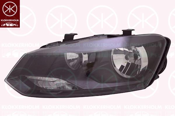 Headlight, Illuminance [lx]: 17.5, Trim Level: Trendline, Right, H7/H7, with motor for headlamp levelling, Housing Colour: black, 6R1 941 008G (VW), 6R1941008G (VW)