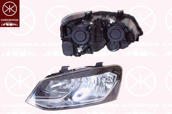 Headlight, Left, Trim Level: Comfort/Highline, Illuminance [lx]: 17.5, H7/H7, with motor for headlamp levelling, Housing Colour: black, 6C1 941 005 (VW), 6C1 941 005B (VW)