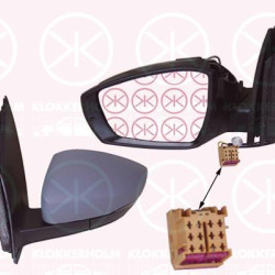 Exterior Mirror, w/primer, with indicator, Control: cable pull, Aspherical, Left, 6R1 857 507C 9B9 (VW)