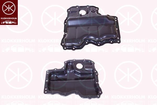 Oil Sump, with bore for oil-level sensor, Steel, 04B103602D (VW), 04B103602E (VW), 04B103602E (SKODA), 04B103602E (SEAT)