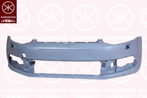 Bumper, w/primer, Front, with hole(s) for washer nozzle, not for trim level: Blue Motion , 6C0 807 217B GRU (VW)