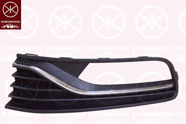 Ventilation Grilles, bumper, Left Front, not for trim level: Blue Motion , with trim strip, chrome/black, 6C0854661C RYP (VW)