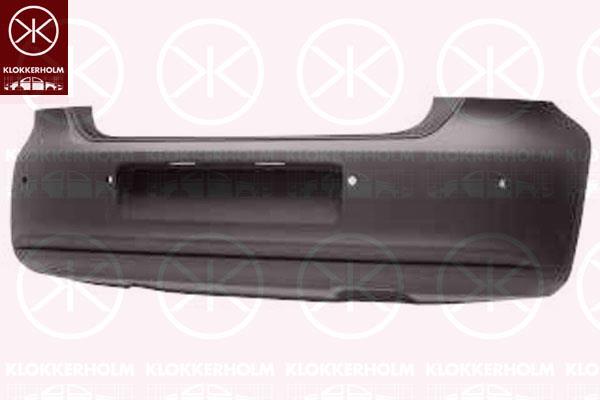 Bumper, Rear, w/primer, with hole(s) for parking distance control, PR-0P0, 6R6 807 417ASGRU (VW), 6R6807421BHGRU (VW)