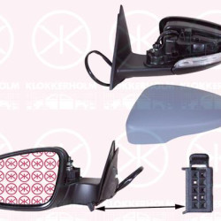 VW Beetle Veidrodis, Left, for electric mirror adjustment, Number of pins: 6, with indicator, Heatable, w/primer, Aspherical, SMR, 5C5 857 507B (VW), 5C5 857 507B 9B9 (VW), 5C5 857 521B (VW), 5C5857507M9B9 (VW), 5C6 857 537A GRU (VW)