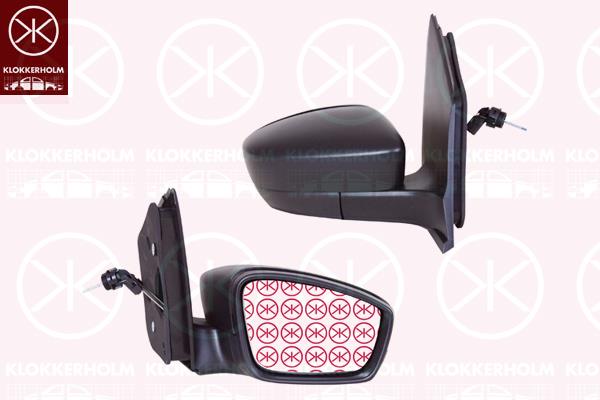 Exterior Mirror, Right, Control: cable pull, black, Convex, 1S1 857 508AB 9B9 (VW), 6RU 857 522 (VW), 5Z1 857 538B 9B9 (VW)