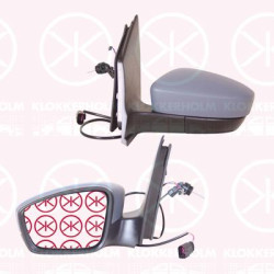 Exterior Mirror, Left, Control: cable pull, Number of pins: 4, Aspherical, w/primer, 1S1 857 507AK 9B9 (VW), 5Z1 857 537A GRU (VW), 6RU 857 521A (VW)