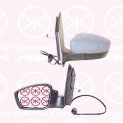 Exterior Mirror, Left, for electric mirror adjustment, Number of pins: 9, Heatable, Aspherical, w/primer, 5Z1 857 537A GRU (VW), 1S1 857 507AH 9B9 (VW), 6RU 857 521B (VW)