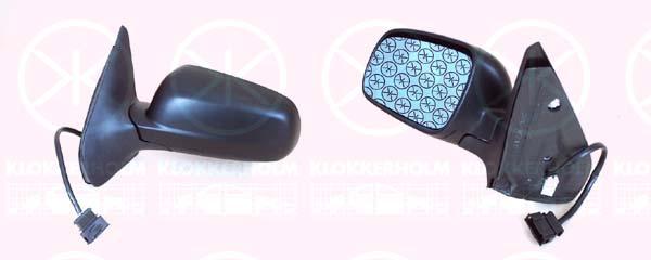 Exterior Mirror, Left, for electric mirror adjustment, w/primer, black, Heatable, Blue-tinted, Aspherical, 1J1 857 507D 01C (VW)