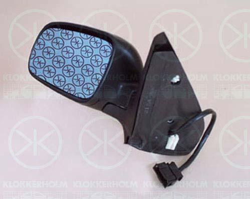 Exterior Mirror, Right, for electric mirror adjustment, w/primer, black, Heatable, Blue-tinted, Convex, 1J1 857 508D 01C (VW)