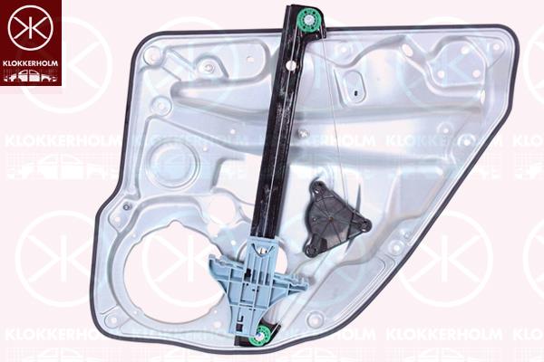 Window Regulator, OE-type, Left Rear, with bolted-on plate, Electric, without electric motor, 1J4 839 461F (VW), 1J4839461B (VW), 1J4839729A (VW), 1J4839729C (VW), 1J4 839 461 D (VW), 1J5 839 461A (VW)