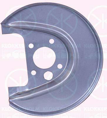 Splash Guard, brake disc, Rear Axle Left, for brake disc diameter [mm]: 232, Diameter 1/Diameter 2 [mm]: 250/50, Zinc-coated, 1J0 615 611D (VW), 1J0 615 611D (AUDI), 1J0615611D (SKODA), 1J0615611D (SEAT)