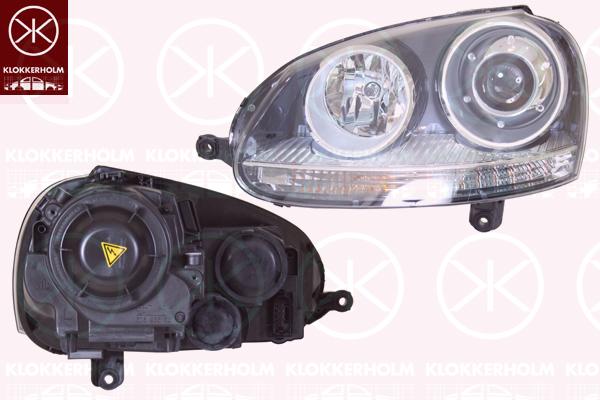 Headlight, Left, Illuminance [lx]: 25, Bi-Xenon, D2S/H7, with motor for headlamp levelling, without control unit for Xenon, 1K6 941 039 (VW)