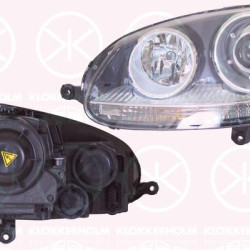 Headlight, Left, Illuminance [lx]: 25, Bi-Xenon, D2S/H7, with motor for headlamp levelling, without control unit for Xenon, 1K6 941 039 (VW)