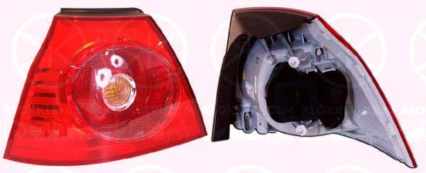 Tail Light Assembly, Left, Outer section, with bulb holder, 1K6 945 095J (VW), 1K6 945 095N (VW), 1K6 945 095AA (VW), 1K6945095P (VW)