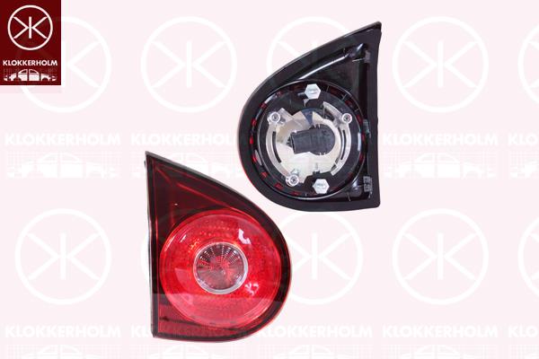 Tail Light Assembly, Left, Smoke Grey, Inner Section, with bulb holder, 1K6 945 093K (VW), 1K6945093K (VW)