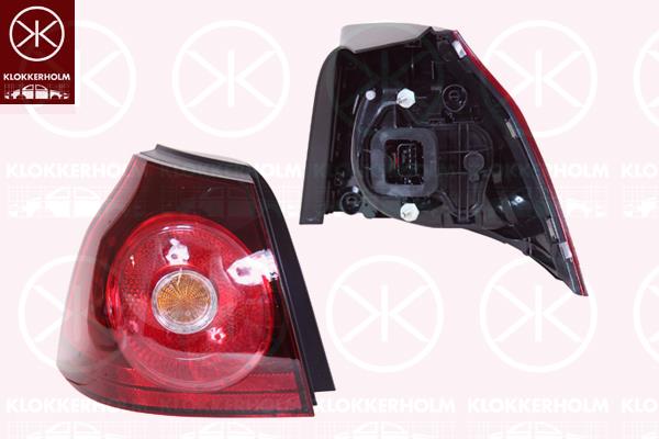 Tail Light Assembly, Right, Smoke Grey, LED, Outer section, with bulb holder, 1K6 945 096R (VW), 1K6 945 096S (VW), 1K6 945 096T (VW)