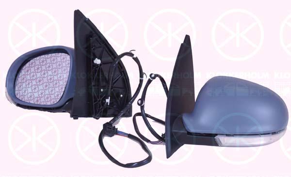 Exterior Mirror, w/primer, with indicator, Electronically foldable, for electric mirror adjustment, Convex, Heatable, Right, Number of pins: 11, 1K1 857 538 GRU (VW), 1K1 857 508A 9B9 (VW), 7M3 857 522E (VW)