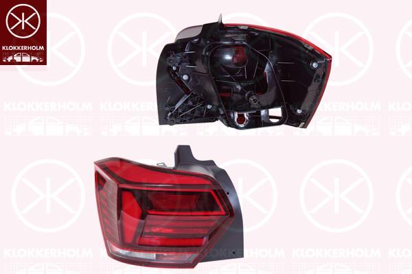 Tail Light Assembly, Left, without bulb holder, P21W, PY21W, 2G0 945 095B (VW), 2G0945095B (VW)