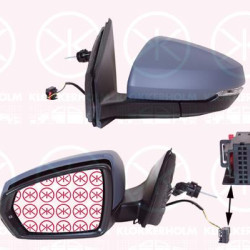 Exterior Mirror, Right, Control: cable pull, w/primer, with indicator, Number of pins: 2, Convex, 2G0857522A (VW), 2G0857538A GRU (VW), 2G1857508 9B9 (VW), 2G1857508D 9B9 (VW), 2G1857508M 9B9 (VW)