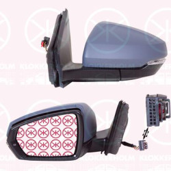 Exterior Mirror, Left, for electric mirror adjustment, Number of pins: 6, Heatable, with indicator, Aspherical, w/primer, 2G0857521B (VW), 2G0857537A GRU (VW), 2G1857507A 9B9 (VW), 2G1857507E 9B9 (VW), 2G1857507N 9B9 (VW)