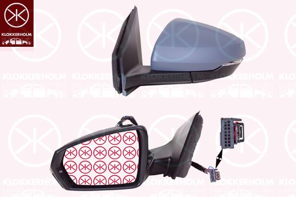 Exterior Mirror, Right, for vehicles with lane keeping assist, Electronically foldable, with memory, Number of pins: 14, Heatable, with indicator, Convex, w/primer, 2G0857538A GRU (VW), 2G0857522E (VW), 2G1857508F 9B9 (VW), 2G1857508G 9B9 (VW), 2G1857508Q 9B9 (VW)