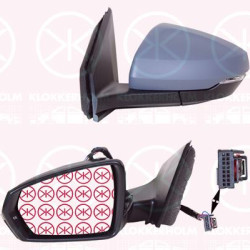 Exterior Mirror, Right, for vehicles with lane keeping assist, Electronically foldable, with memory, Number of pins: 14, Heatable, with indicator, Convex, w/primer, 2G0857538A GRU (VW), 2G0857522E (VW), 2G1857508F 9B9 (VW), 2G1857508G 9B9 (VW), 2G1857508Q 9B9 (VW)