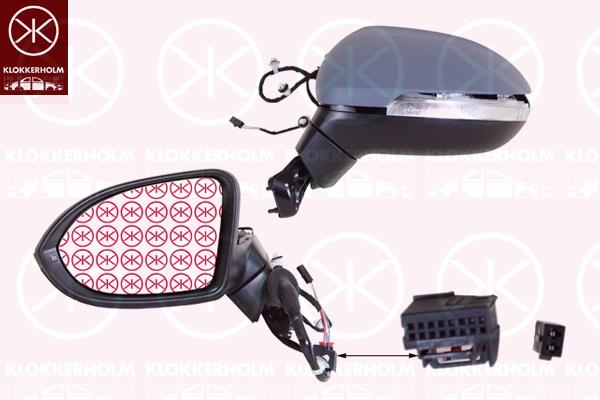 VW Arteon Veidrodis, Right, for electric mirror adjustment, Number of pins: 6, Number of pins: 2, with indicator (LED), Heatable, w/primer, 3G0857522 (VW), 3G0857538BGRU (VW), 3G0857538HGRU-CAP (VW), 3G1857508AM9B9 (VW), 3G1857508AR9B9 (VW), 3G1857508BK9B9 (VW), 3G1857508CD9B9 (VW)