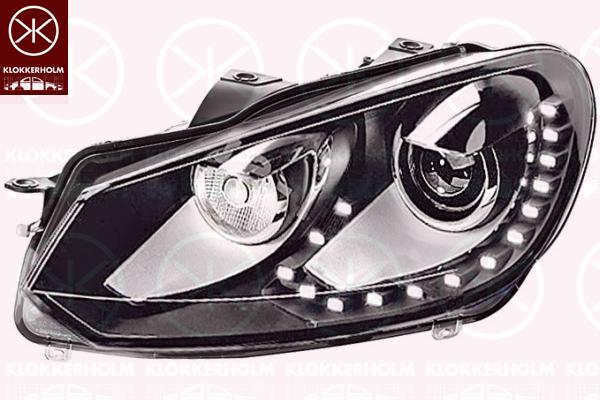 Headlight, Left, Illuminance [lx]: 25, Bi-Xenon, with dynamic bending light, with daytime running light (LED), with motor for headlamp levelling, without control unit for Xenon, Hella, 5K1 941 751D (VW), 5K1 941 753E (VW)