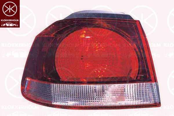 Tail Light Assembly, Hella-type, without bulb holder, Smoke Grey, Left, Outer section, 5K0 945 095F (VW), 5K0 945 095M (VW)