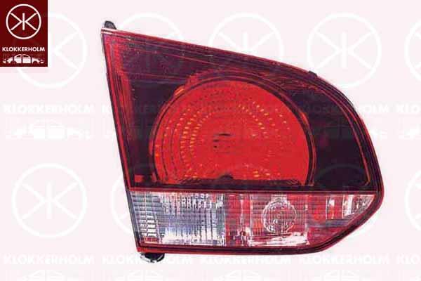 Tail Light Assembly, Hella-type, without bulb holder, Smoke Grey, Left, Inner Section, 5K0 945 093K (VW), 5K0 945 093AA (VW)