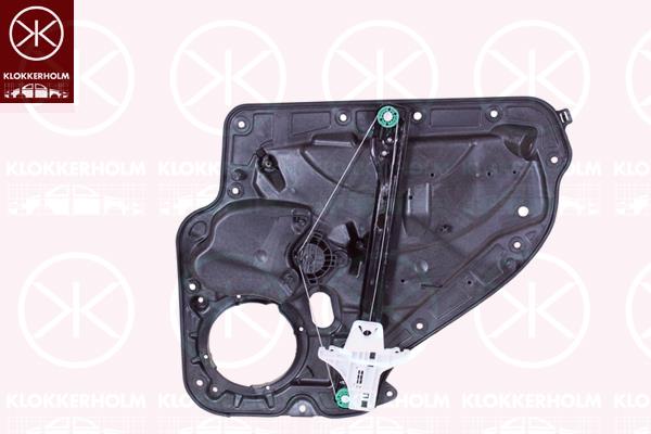 Window Regulator, 4/5-drs, without electric motor, Electric, Left Rear, with bolted-on plate, 5K4 839 461 (VW)