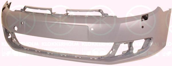 Bumper, Front, not for trim level: GTD,GTI,R-LINE, with hole(s) for washer nozzle, with hole(s) for parking distance control, Number of bores: 4, w/primer, 5K0 807 217B GRU (VW), 5K0 807 217BQGRU (VW), 5K0807217B (VW)