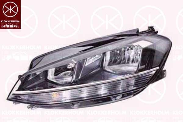 Headlight, Left, H7/H9, with daytime running light (LED), WY21W, with motor for headlamp levelling, not for trim level: GTI, GTE, R, 5G1 941 005 D (VAG), 5G1941005D (VW)