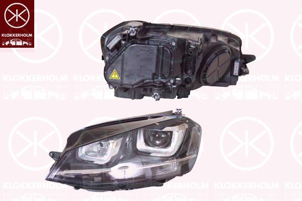 Headlight, Left, Illuminance [lx]: 17.5, Bi-Xenon, without control unit for Xenon, with motor for headlamp levelling, D3S/H7, Valeo, 5G1 941 031 (VW), 5G1 941 039 (VW)